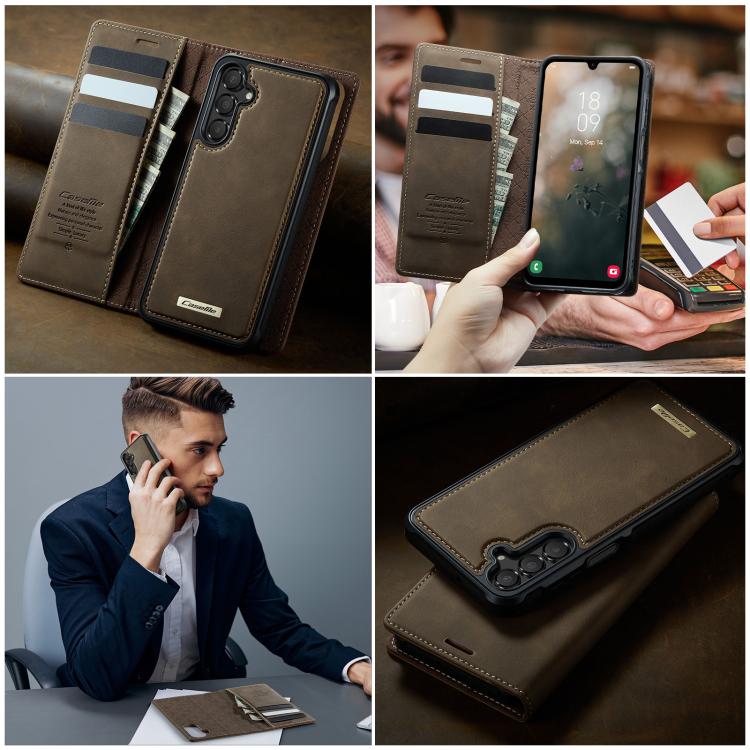 For Samsung Galaxy A15 CaseMe C49 Magnetic RFID Blocking Detachable Wallet Leather Phone Case