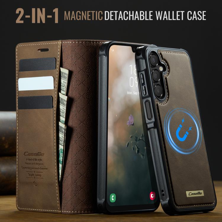 For Samsung Galaxy A15 CaseMe C49 Magnetic RFID Blocking Detachable Wallet Leather Phone Case