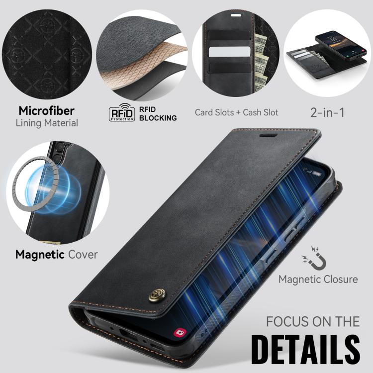 For Samsung Galaxy A54 5G CaseMe C49 Magnetic RFID Blocking Detachable Wallet Leather Phone Case