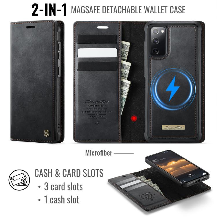 For Samsung Galaxy S20 FE CaseMe C49 Magnetic RFID Blocking Detachable Wallet Leather Phone Case