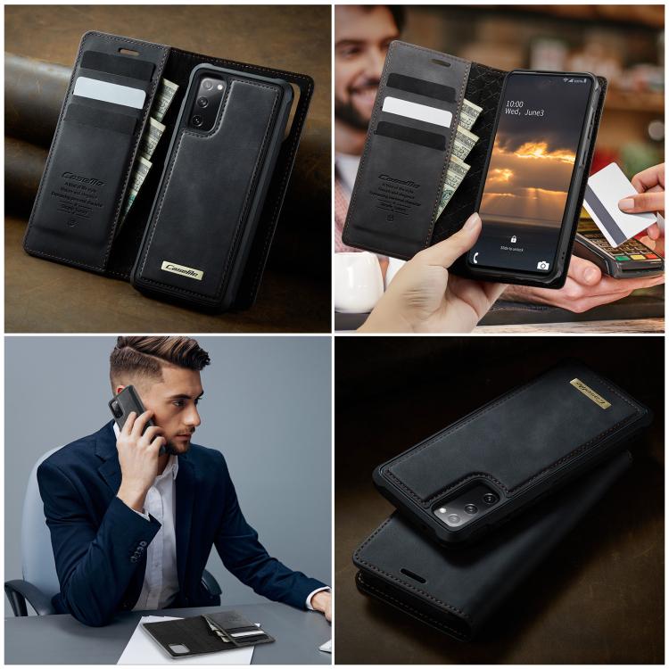 For Samsung Galaxy S20 FE CaseMe C49 Magnetic RFID Blocking Detachable Wallet Leather Phone Case
