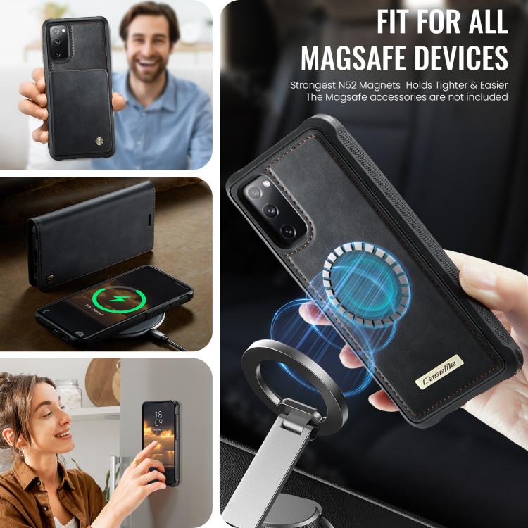 For Samsung Galaxy S20 FE CaseMe C49 Magnetic RFID Blocking Detachable Wallet Leather Phone Case