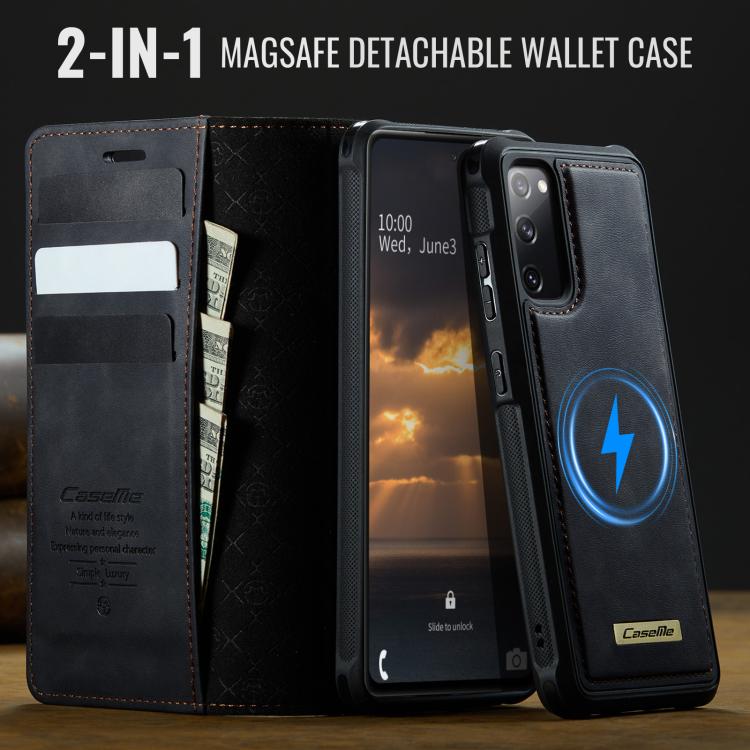 For Samsung Galaxy S20 FE CaseMe C49 Magnetic RFID Blocking Detachable Wallet Leather Phone Case