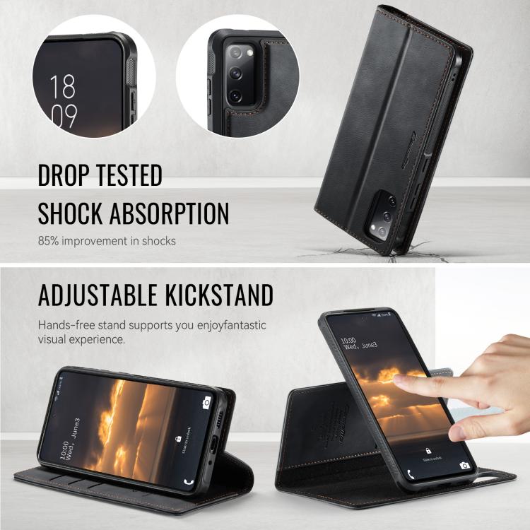 For Samsung Galaxy S20 FE CaseMe C49 Magnetic RFID Blocking Detachable Wallet Leather Phone Case
