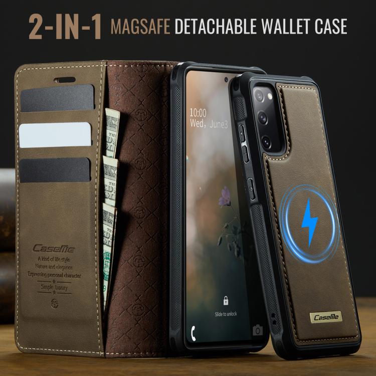 For Samsung Galaxy S20 FE CaseMe C49 Magnetic RFID Blocking Detachable Wallet Leather Phone Case
