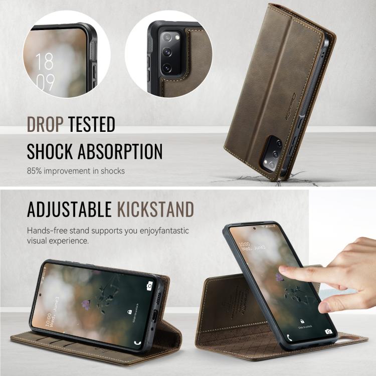 For Samsung Galaxy S20 FE CaseMe C49 Magnetic RFID Blocking Detachable Wallet Leather Phone Case