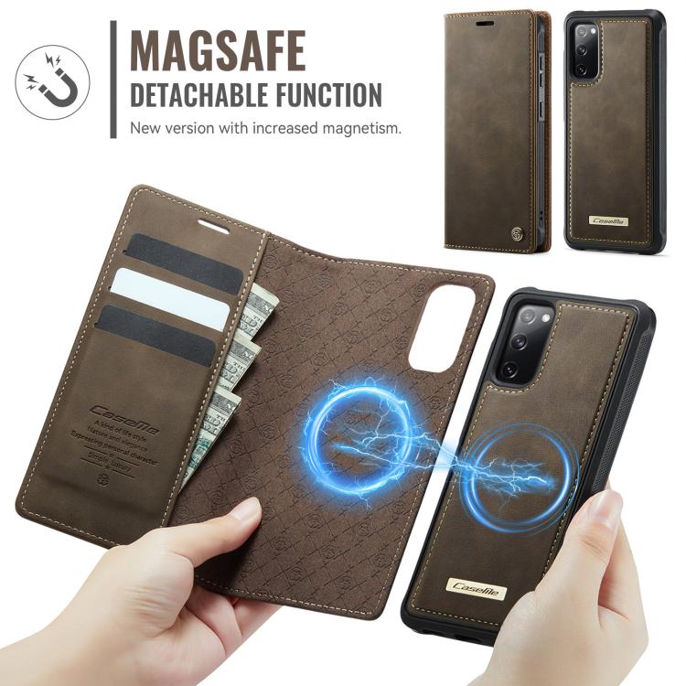 For Samsung Galaxy S20 FE CaseMe C49 Magnetic RFID Blocking Detachable Wallet Leather Phone Case