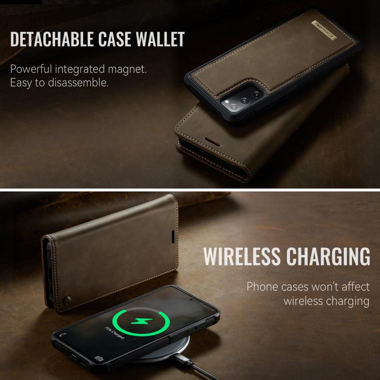 For Samsung Galaxy S20 FE CaseMe C49 Magnetic RFID Blocking Detachable Wallet Leather Phone Case