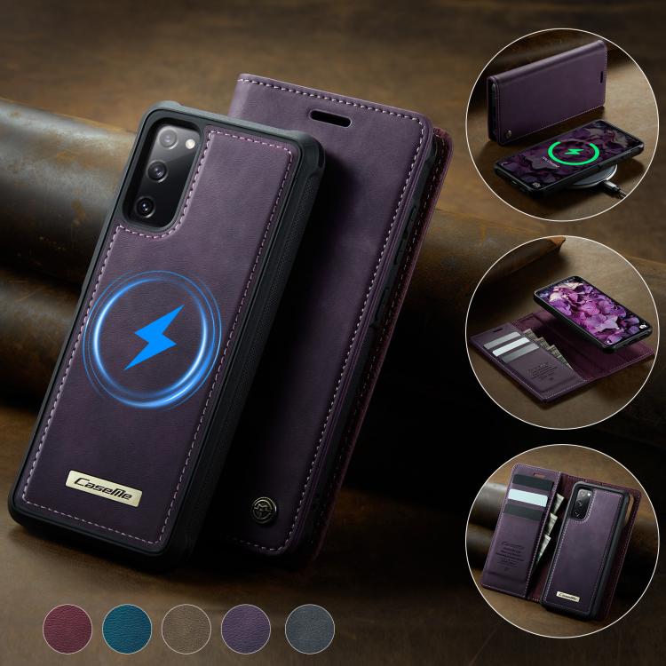 For Samsung Galaxy S20 FE CaseMe C49 Magnetic RFID Blocking Detachable Wallet Leather Phone Case