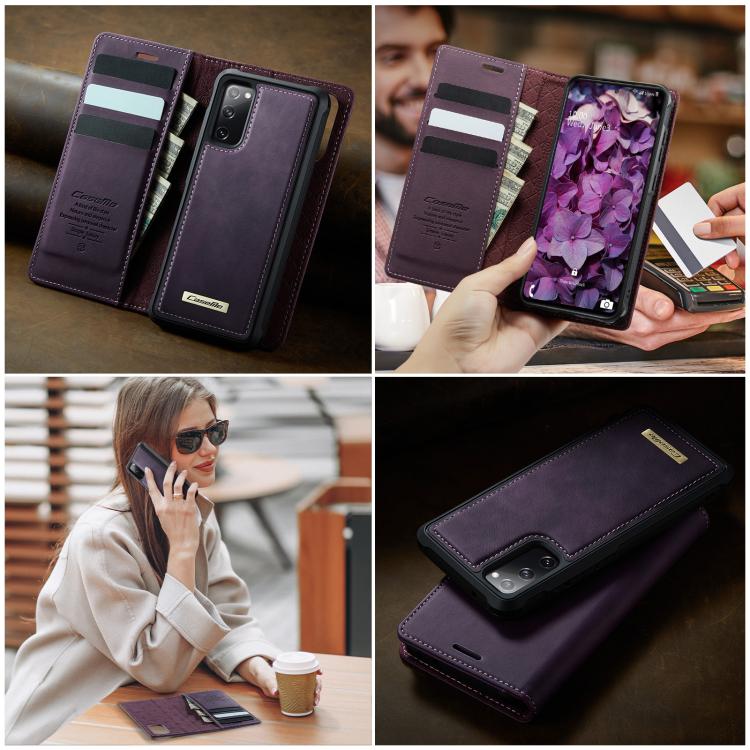 For Samsung Galaxy S20 FE CaseMe C49 Magnetic RFID Blocking Detachable Wallet Leather Phone Case