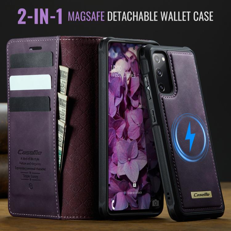 For Samsung Galaxy S20 FE CaseMe C49 Magnetic RFID Blocking Detachable Wallet Leather Phone Case