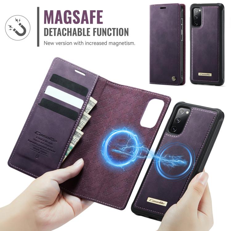 For Samsung Galaxy S20 FE CaseMe C49 Magnetic RFID Blocking Detachable Wallet Leather Phone Case