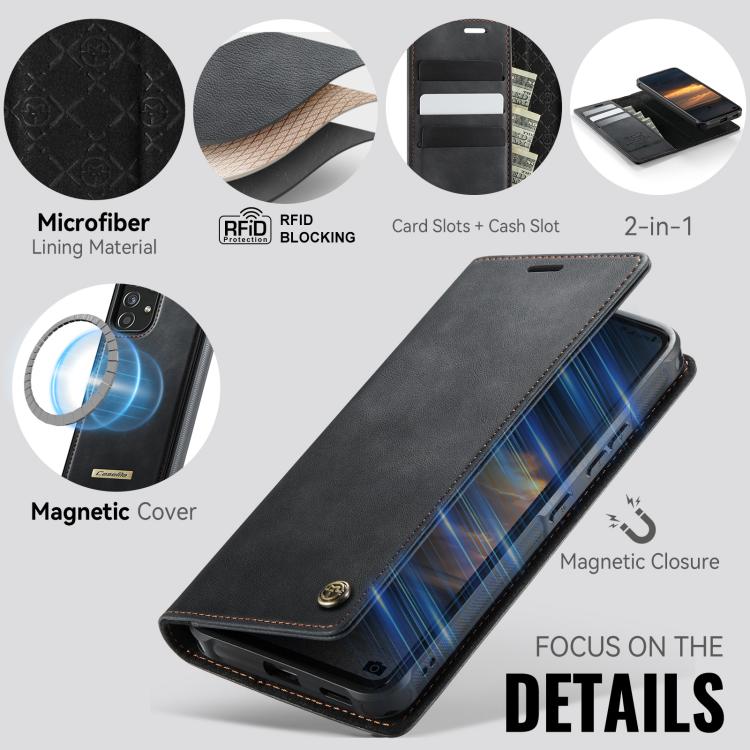 For Samsung Galaxy A53 5G CaseMe C49 Magnetic RFID Blocking Detachable Wallet Leather Phone Case