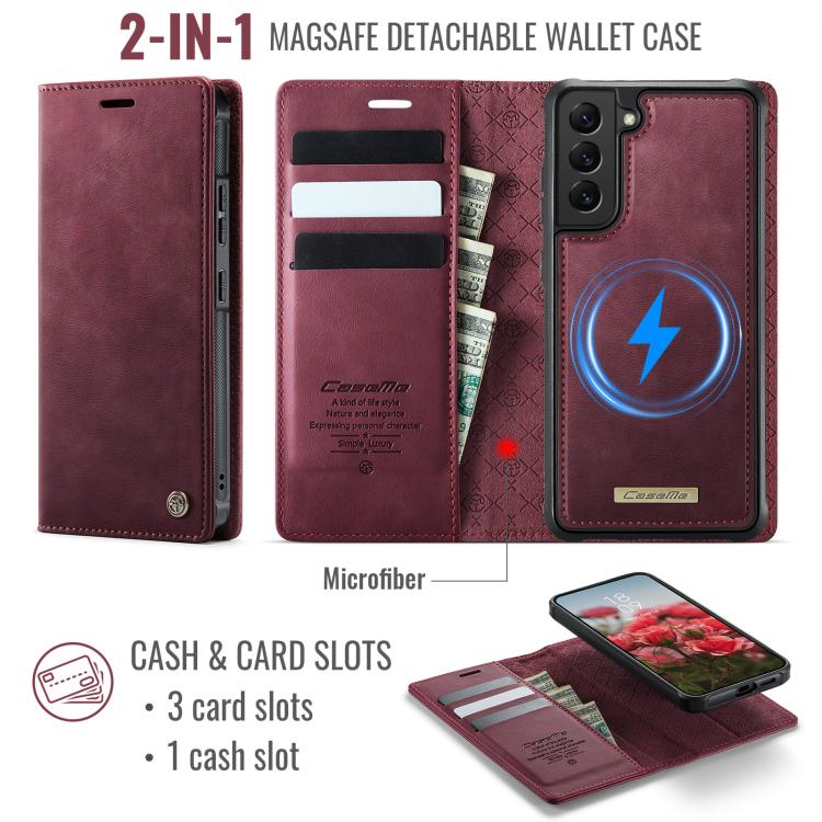 For Samsung Galaxy S22+ 5G CaseMe C49 Magnetic RFID Blocking Detachable Wallet Leather Phone Case