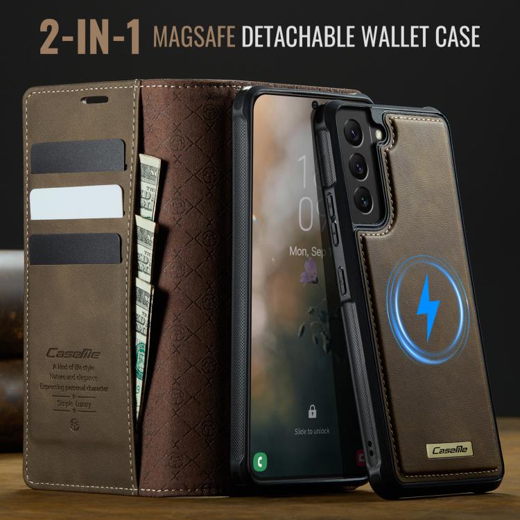 For Samsung Galaxy S22+ 5G CaseMe C49 Magnetic RFID Blocking Detachable Wallet Leather Phone Case