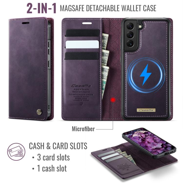 For Samsung Galaxy S22+ 5G CaseMe C49 Magnetic RFID Blocking Detachable Wallet Leather Phone Case