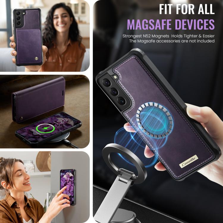 For Samsung Galaxy S22+ 5G CaseMe C49 Magnetic RFID Blocking Detachable Wallet Leather Phone Case