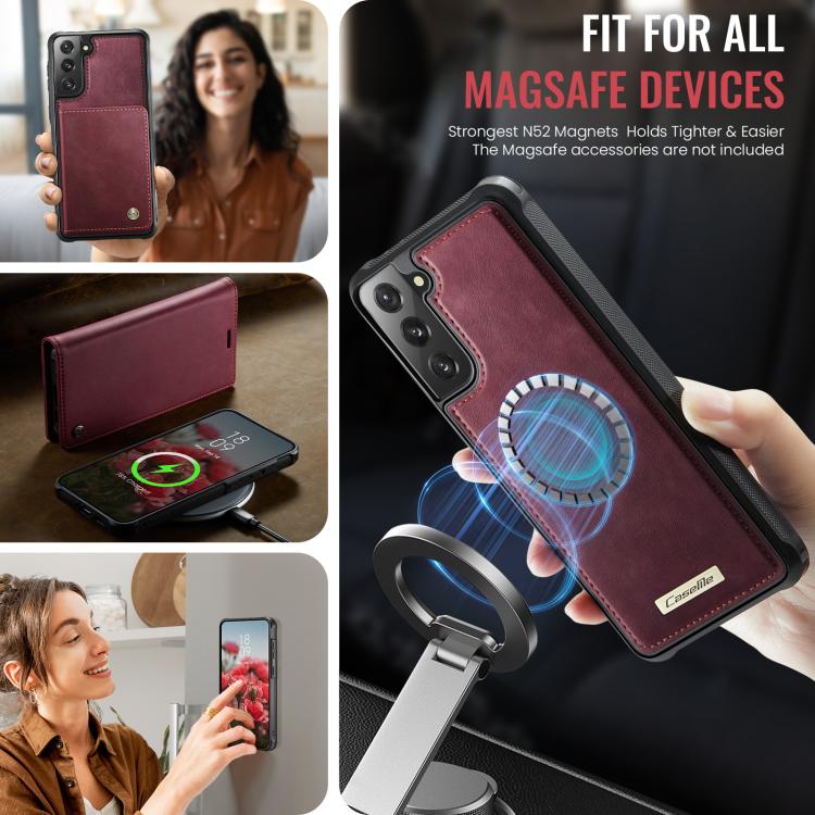 For Samsung Galaxy S21 FE 5G CaseMe C49 Magnetic RFID Blocking Detachable Wallet Leather Phone Case
