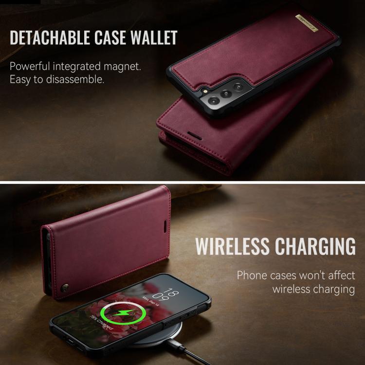 For Samsung Galaxy S21 FE 5G CaseMe C49 Magnetic RFID Blocking Detachable Wallet Leather Phone Case