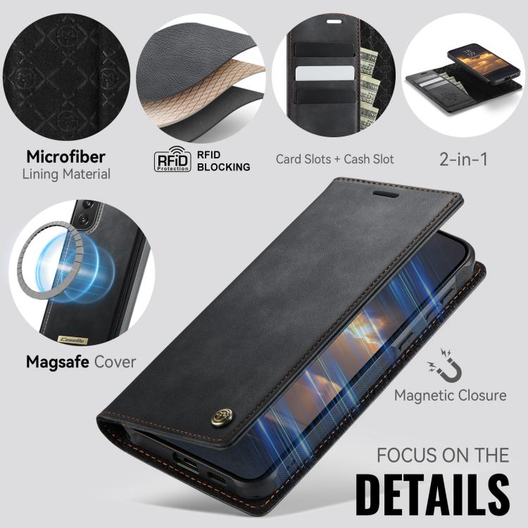 For Samsung Galaxy S21 FE 5G CaseMe C49 Magnetic RFID Blocking Detachable Wallet Leather Phone Case