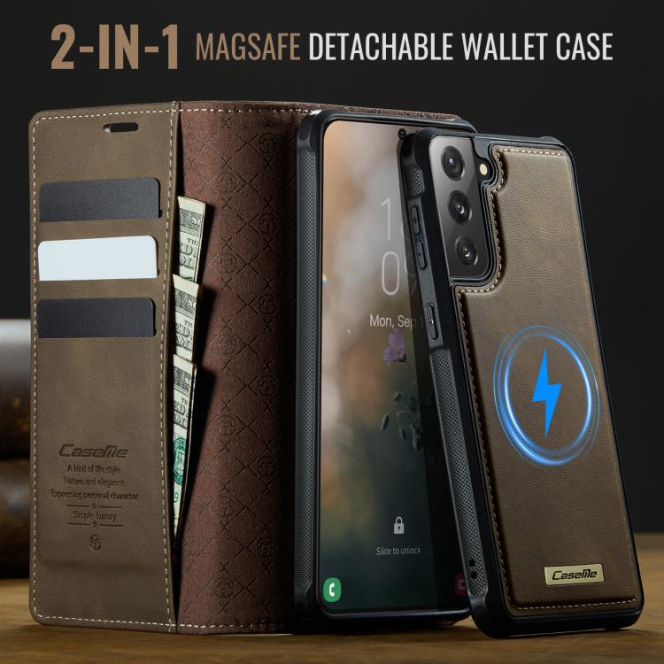 For Samsung Galaxy S21 FE 5G CaseMe C49 Magnetic RFID Blocking Detachable Wallet Leather Phone Case