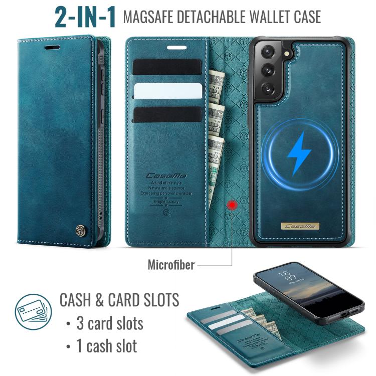 For Samsung Galaxy S21 FE 5G CaseMe C49 Magnetic RFID Blocking Detachable Wallet Leather Phone Case