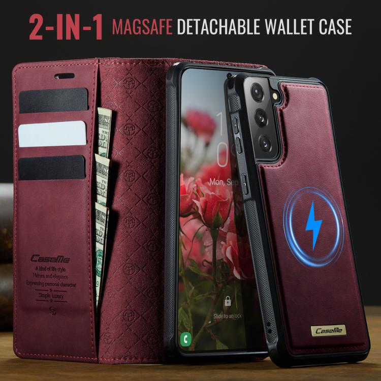 For Samsung Galaxy S21 5G CaseMe C49 Magnetic RFID Blocking Detachable Wallet Leather Phone Case