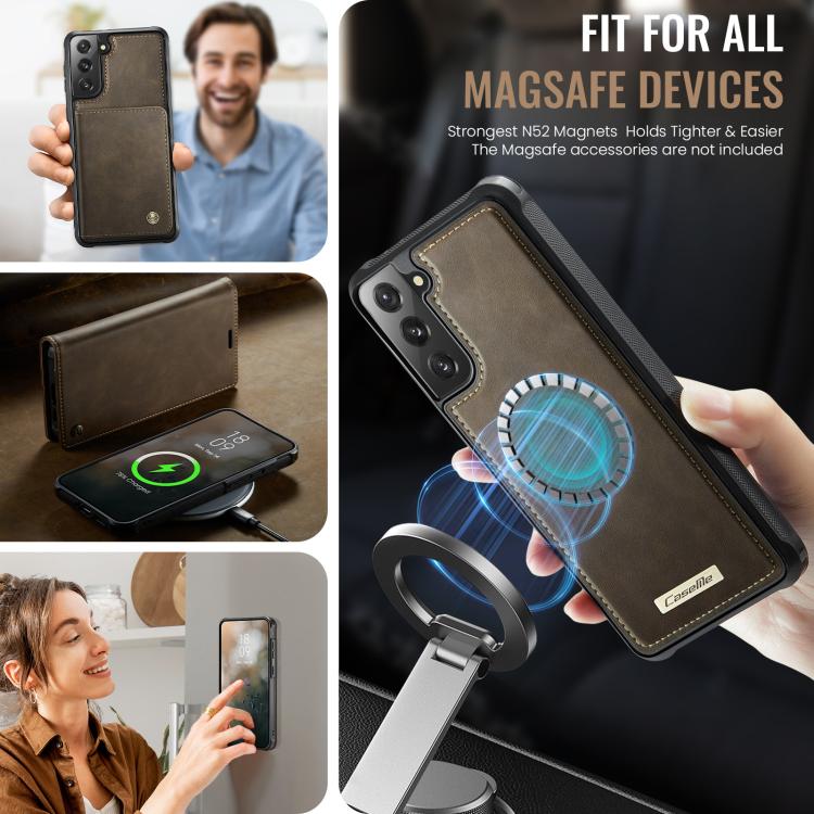 For Samsung Galaxy S21 5G CaseMe C49 Magnetic RFID Blocking Detachable Wallet Leather Phone Case