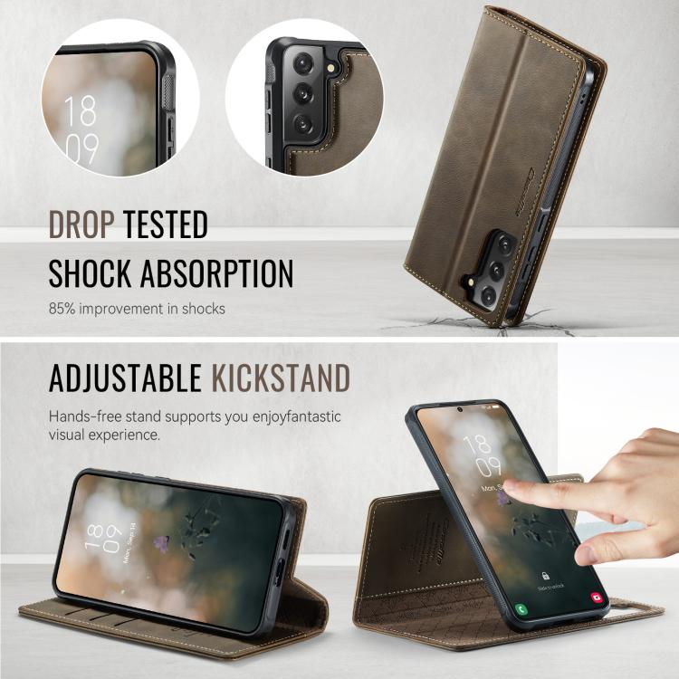 For Samsung Galaxy S21 5G CaseMe C49 Magnetic RFID Blocking Detachable Wallet Leather Phone Case