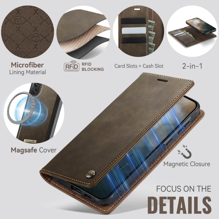 For Samsung Galaxy S21 5G CaseMe C49 Magnetic RFID Blocking Detachable Wallet Leather Phone Case