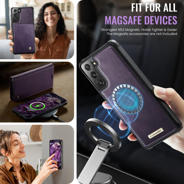 For Samsung Galaxy S21 5G CaseMe C49 Magnetic RFID Blocking Detachable Wallet Leather Phone Case