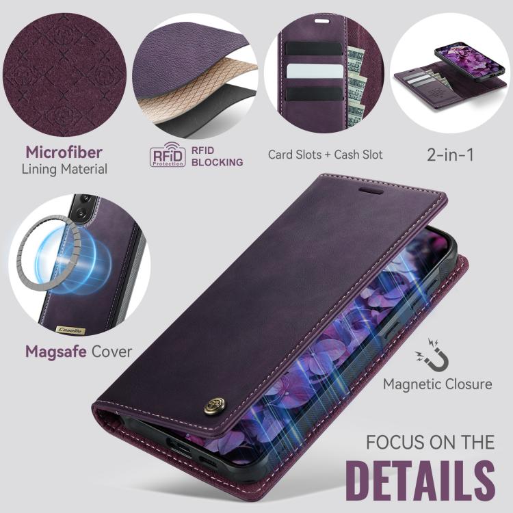 For Samsung Galaxy S21 5G CaseMe C49 Magnetic RFID Blocking Detachable Wallet Leather Phone Case