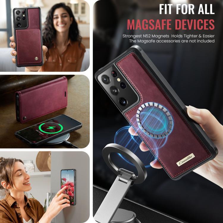 For Samsung Galaxy S21 Ultra 5G CaseMe C49 Magnetic RFID Blocking Detachable Wallet Leather Phone Case