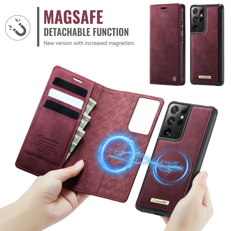 For Samsung Galaxy S21 Ultra 5G CaseMe C49 Magnetic RFID Blocking Detachable Wallet Leather Phone Case