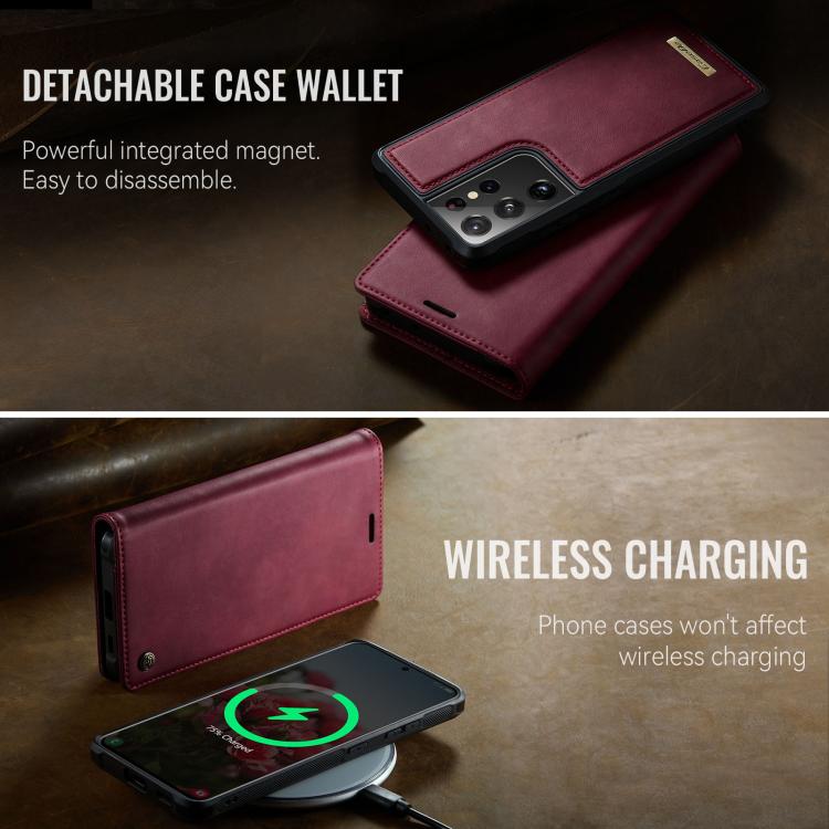 For Samsung Galaxy S21 Ultra 5G CaseMe C49 Magnetic RFID Blocking Detachable Wallet Leather Phone Case