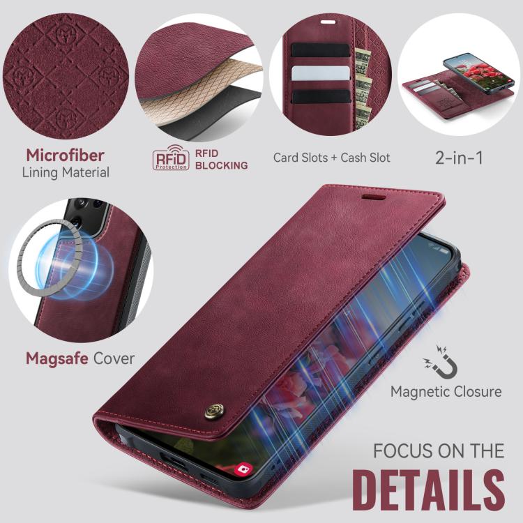For Samsung Galaxy S21 Ultra 5G CaseMe C49 Magnetic RFID Blocking Detachable Wallet Leather Phone Case