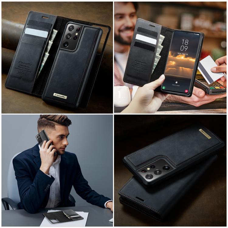 For Samsung Galaxy S21 Ultra 5G CaseMe C49 Magnetic RFID Blocking Detachable Wallet Leather Phone Case