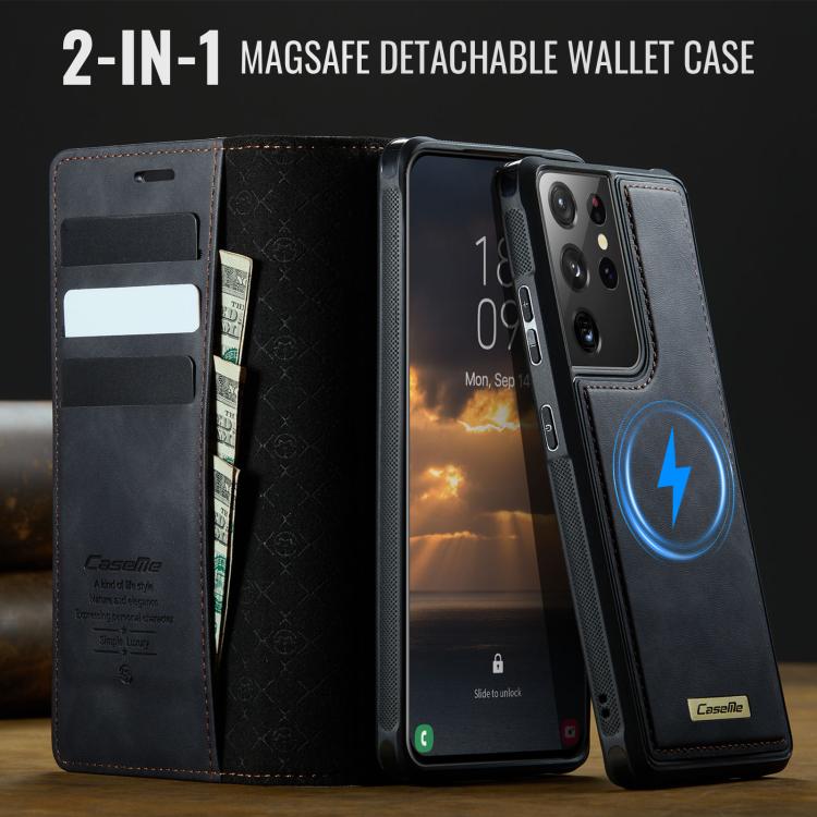 For Samsung Galaxy S21 Ultra 5G CaseMe C49 Magnetic RFID Blocking Detachable Wallet Leather Phone Case