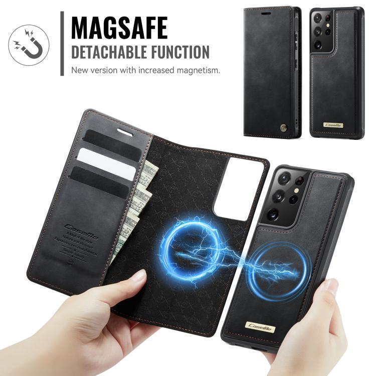 For Samsung Galaxy S21 Ultra 5G CaseMe C49 Magnetic RFID Blocking Detachable Wallet Leather Phone Case