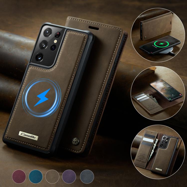 For Samsung Galaxy S21 Ultra 5G CaseMe C49 Magnetic RFID Blocking Detachable Wallet Leather Phone Case