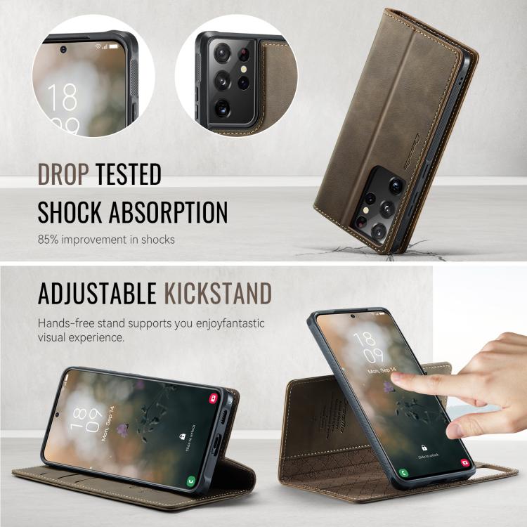 For Samsung Galaxy S21 Ultra 5G CaseMe C49 Magnetic RFID Blocking Detachable Wallet Leather Phone Case