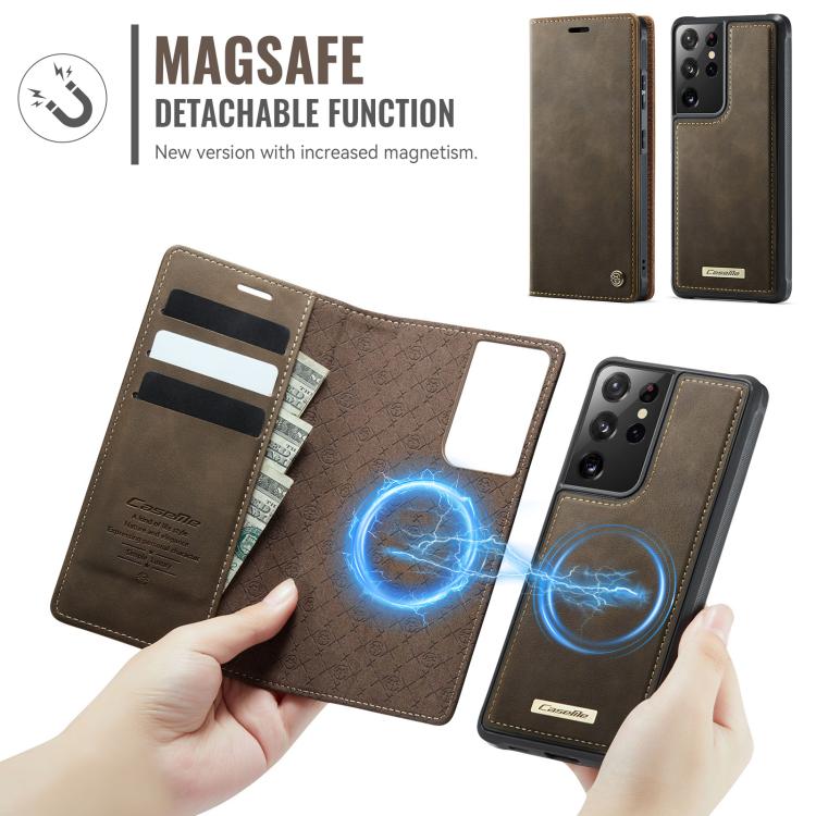 For Samsung Galaxy S21 Ultra 5G CaseMe C49 Magnetic RFID Blocking Detachable Wallet Leather Phone Case