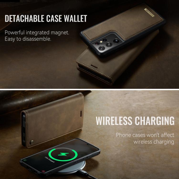 For Samsung Galaxy S21 Ultra 5G CaseMe C49 Magnetic RFID Blocking Detachable Wallet Leather Phone Case