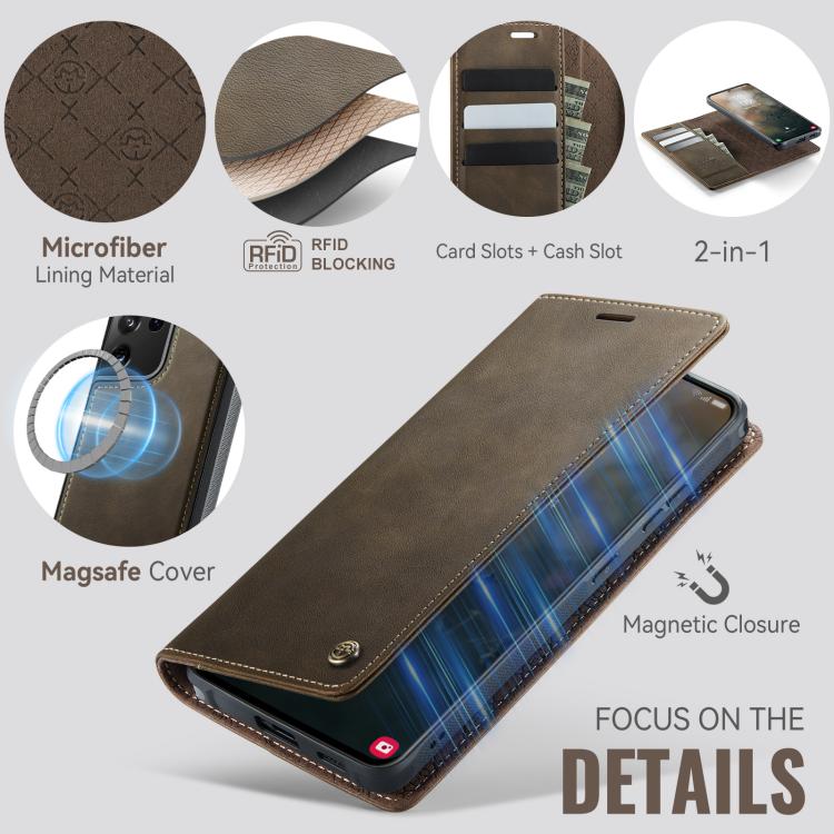 For Samsung Galaxy S21 Ultra 5G CaseMe C49 Magnetic RFID Blocking Detachable Wallet Leather Phone Case