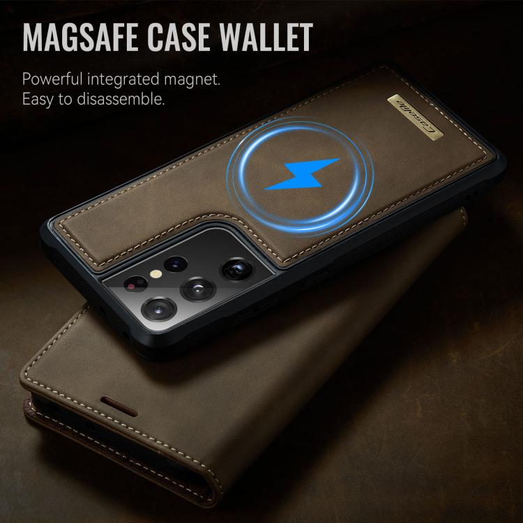 For Samsung Galaxy S21 Ultra 5G CaseMe C49 Magnetic RFID Blocking Detachable Wallet Leather Phone Case