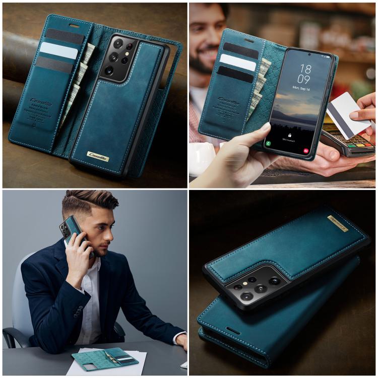 For Samsung Galaxy S21 Ultra 5G CaseMe C49 Magnetic RFID Blocking Detachable Wallet Leather Phone Case