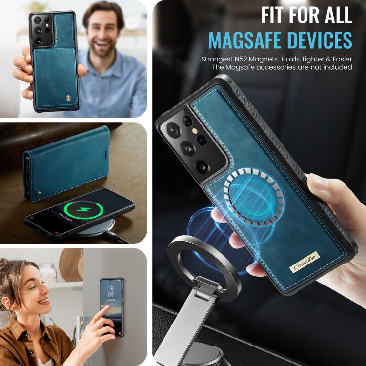 For Samsung Galaxy S21 Ultra 5G CaseMe C49 Magnetic RFID Blocking Detachable Wallet Leather Phone Case
