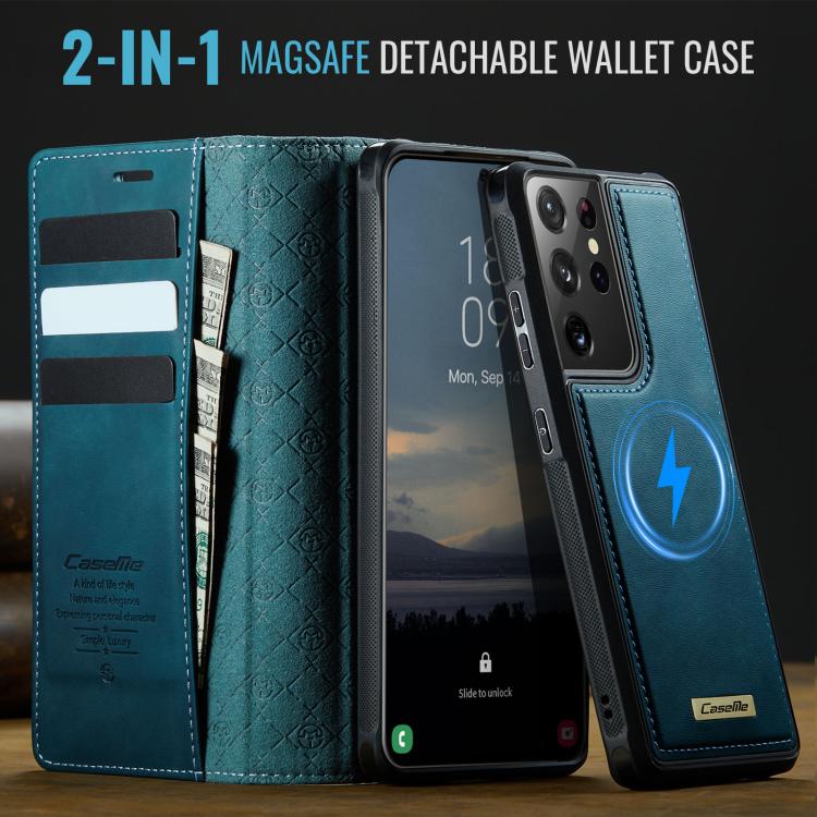 For Samsung Galaxy S21 Ultra 5G CaseMe C49 Magnetic RFID Blocking Detachable Wallet Leather Phone Case