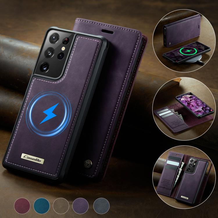 For Samsung Galaxy S21 Ultra 5G CaseMe C49 Magnetic RFID Blocking Detachable Wallet Leather Phone Case