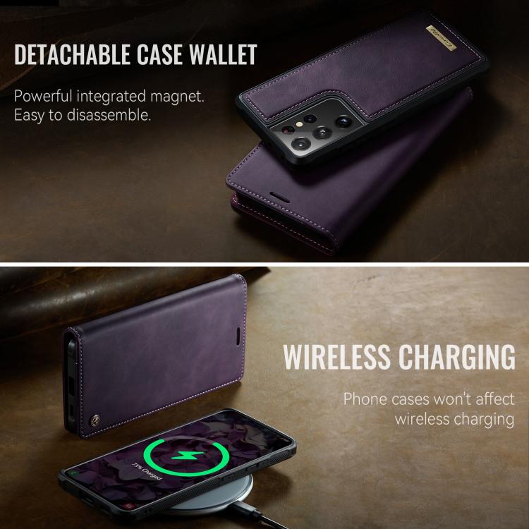 For Samsung Galaxy S21 Ultra 5G CaseMe C49 Magnetic RFID Blocking Detachable Wallet Leather Phone Case